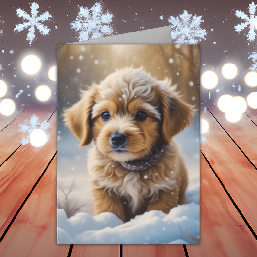 Carte Chien chiot et citation de Noël