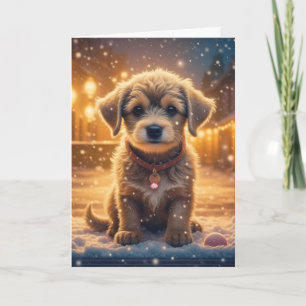Carte Chien chiot et citation de Noël