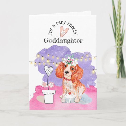 Carte chien chiot mignon cupcake string lumières fillett (Devant)