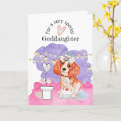Carte chien chiot mignon cupcake string lumières fillett (Fleur jaune)