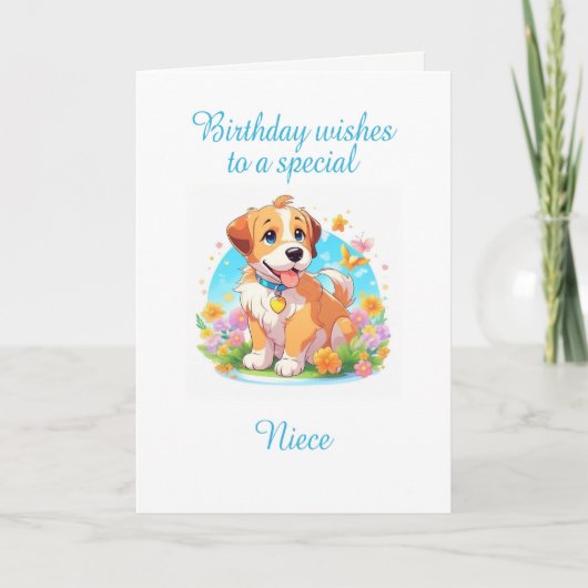 Carte Chien chiot nièce Anniversaire (Devant)
