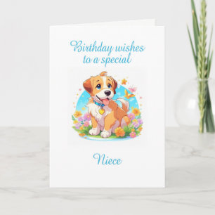 Carte Chien chiot nièce Anniversaire