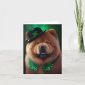 Carte Chien Chow Chow en robe de la Saint-Patrick (Devant)