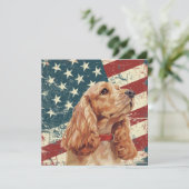 Carte Chien Cocker Spaniel Drapeau Américain Grunge (Debout devant)