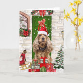 Carte Chien Cocker Spaniel Noël (Fleur jaune)