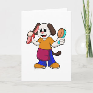 Carte Chien coiffeur au rasoir