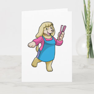 Carte Chien coiffeur avec peigne
