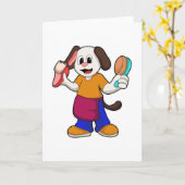 Carte Chien coiffeur avec rasoir (Fleur jaune)