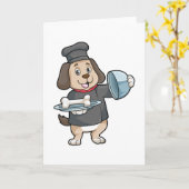 Carte Chien comme chef avec plat et os (Fleur jaune)