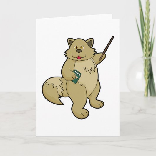 Carte Chien comme enseignant avec livre et pointeur (Devant)