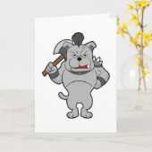 Carte Chien comme guerrier avec hache (Fleur jaune)