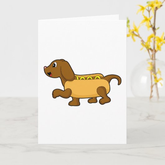 Carte Chien comme Hotdog (Fleur jaune)