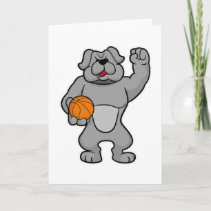 Carte Chien comme joueur de basket-ball avec basket-ball