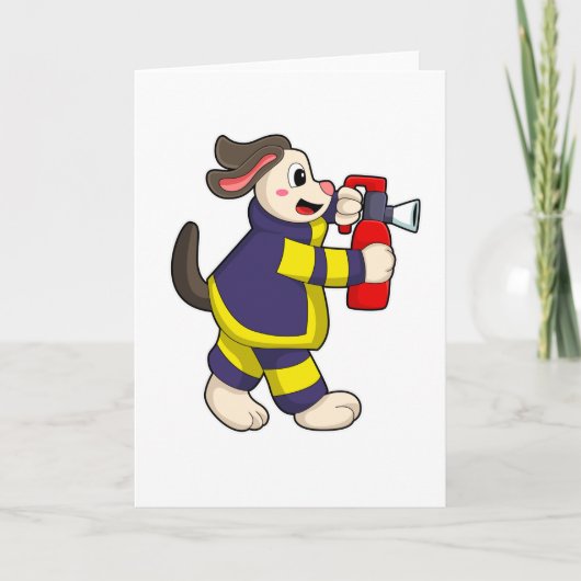 Carte Chien comme pompier avec extincteur (Devant)