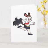 Carte Chien comme secrétaire avec jupe (Fleur jaune)