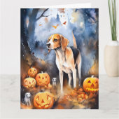 Carte Chien courant anglais américain d'Halloween avec d (Devant)