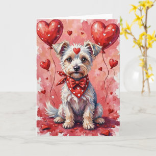 Carte Chien Crête-de-Chinois Saint-Valentin Assis avec d