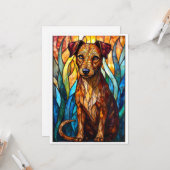 Carte Chien croisé de style vitrail plat (Devant/Arrière en situation)