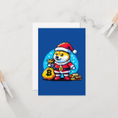 Carte Chien Crypto Festif - Conception de Noël en Pixel  (Devant/Arrière en situation)