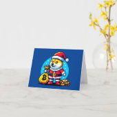 Carte Chien Crypto Festif - Conception de Noël en Pixel  (Fleur jaune)