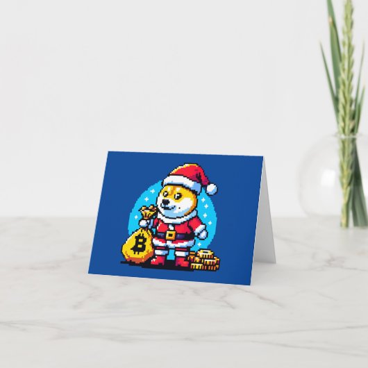 Carte Chien Crypto Festif - Conception de Noël en Pixel  (Devant)