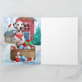 Carte Chien dalmate dans une maison de Noël enneigée (Intérieur)