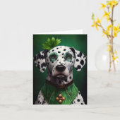 Carte Chien dalmate en robe de la Saint-Patrick (Fleur jaune)