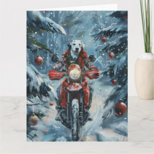 Carte Chien dalmate équitation moto Noël