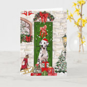 Carte Chien dalmate Noël  (Fleur jaune)