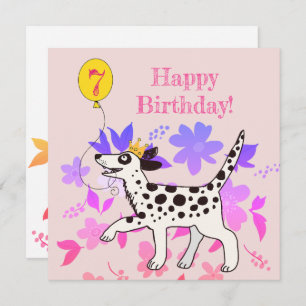 Carte Chien dalmate souhaite bon septième anniversaire!