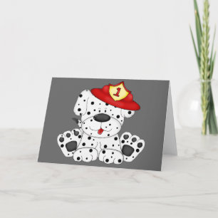 Carte Chien Dalmation du feu et casquette