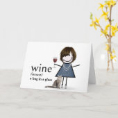 Carte Chien D'Anniversaire Fille Avec Vin Et Chat (Fleur jaune)