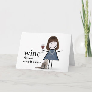 Carte Chien D'Anniversaire Fille Avec Vin Et Chat