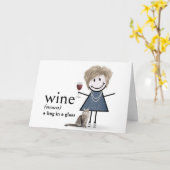 Carte Chien D'Anniversaire Fille Avec Vin Et Chat (Fleur jaune)