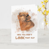 Carte Chien d'anniversaire, tu n'as pas l'air vieux (Fleur jaune)