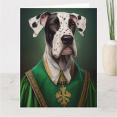 Carte Chien Danois en tenue de la Saint-Patrick (Devant)