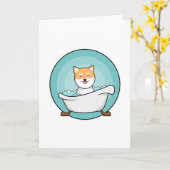 Carte Chien dans la baignoire (Fleur jaune)