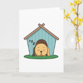 Carte Chien dans la niche (Fleur jaune)