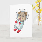 Carte Chien dans l'espace en combinaison (Fleur jaune)