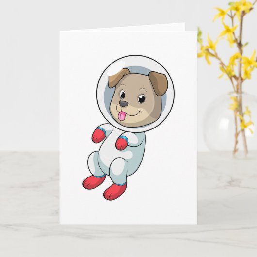 Carte Chien dans l'espace en combinaison spatiale (Fleur jaune)