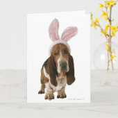 Carte Chien de basset avec des oreilles de lapin (Fleur jaune)