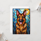 Carte Chien de berger allemand de style vitrail  (Devant/Arrière en situation)