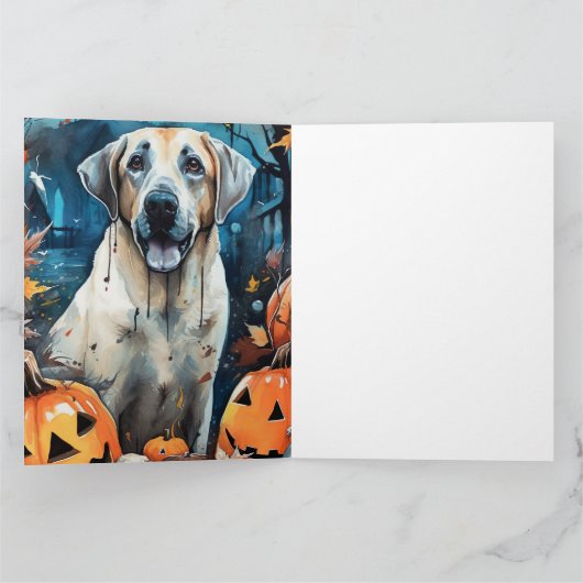 Carte Chien de berger anatolien d'Halloween avec des cit (Intérieur)