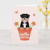 Carte Chien De Berger Australien En Pot De Fleurs (Fleur jaune)