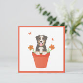 Carte Chien De Berger Australien En Pot De Fleurs (Debout devant)