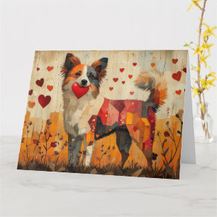 Carte Chien de berger australien Folk-Art avec Cœur
