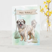 Carte Chien de Berger Pyrénéen race sous signe d'anniver (Fleur jaune)