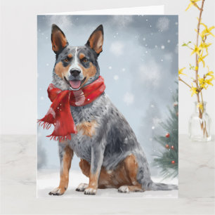 Carte Chien de bétail australien à Noël de neige