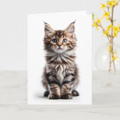 Carte Chien de bienvenue vierge de chat de Maine Coon à (Fleur jaune)