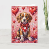 Carte Chien de Bologne à la Saint-Valentin assis avec de (Devant)